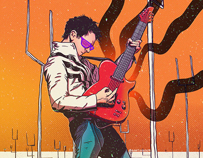 Ilustración de Citizen Erased con un personaje y una guitarra