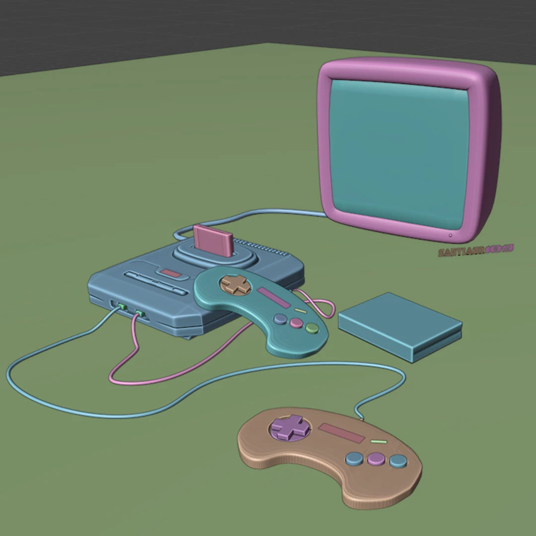 Consola, controles y pantalla en una variante de la escena 3D